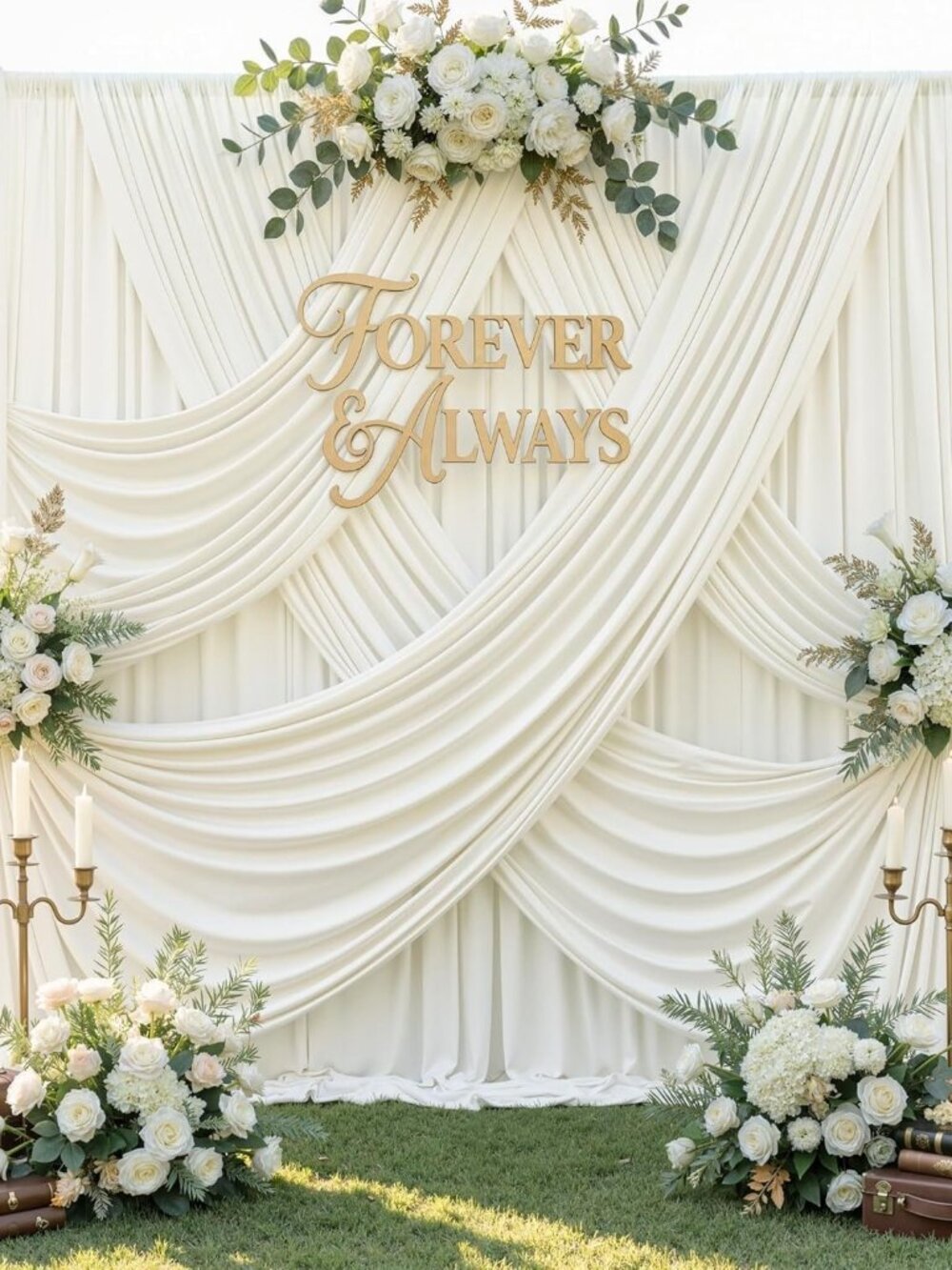 20ft x 12ft Wrinkle Free Ivory Backdrop Curtains for Parties, Ivory Photo Backdr